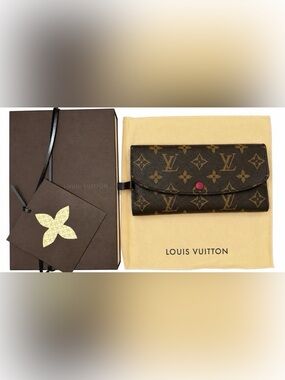 Louis Vuitton monogram Emilie Wallet with box and dust bag